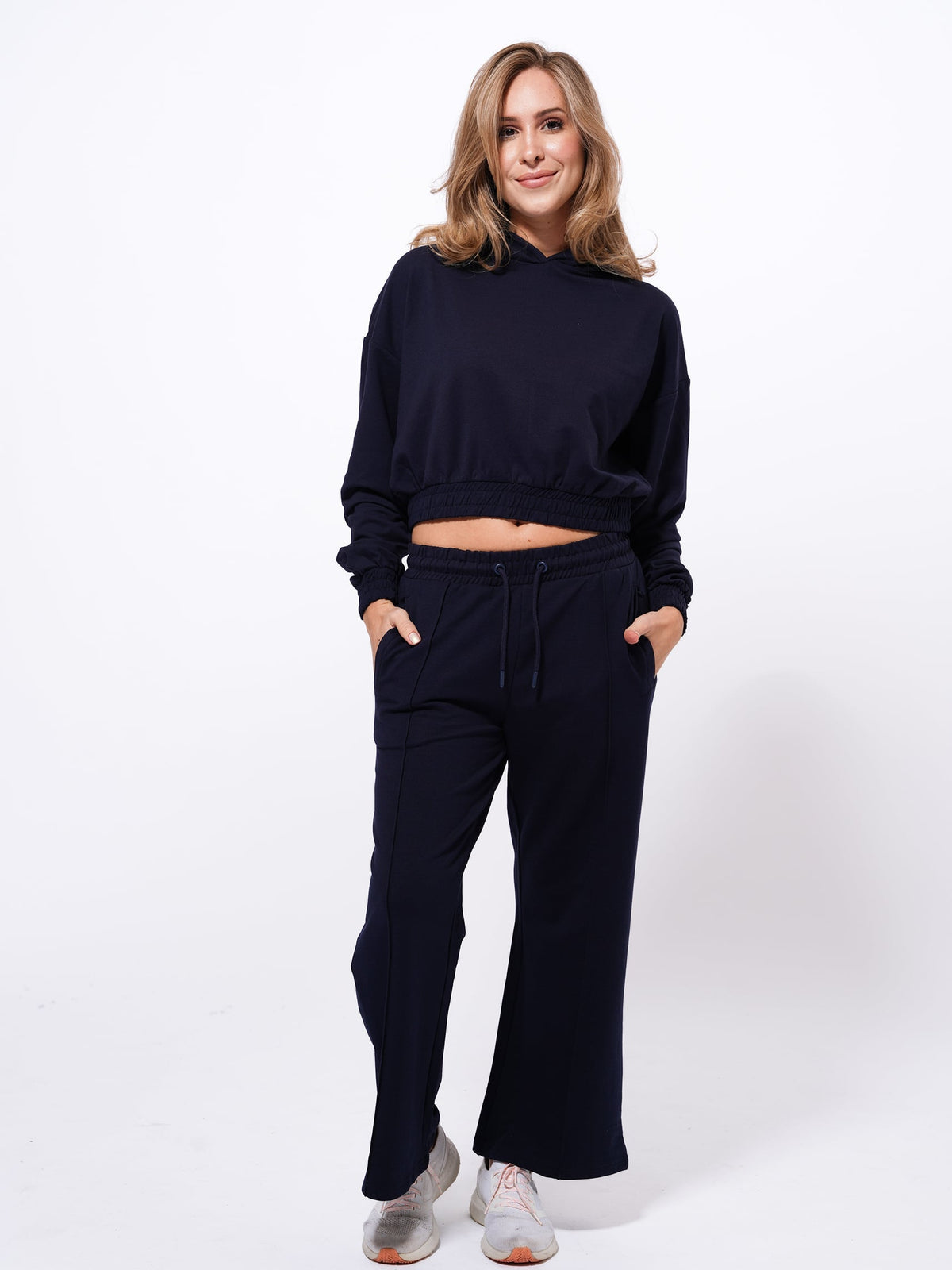 Women Black Hoodies Wide Leg Pants Sweatsuit Lounge Sets