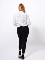 Ladies Cropped Sweat High Neck Sweatshirt In WHITE AOP - inteblu