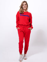 Women Sweatshirt & Joggers Set on Cotton Fabric | Red Color - inteblu