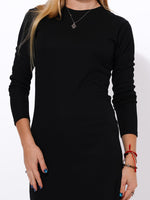 Petite Long Sleeve Split Detail Midi T-Shirt Dress - inteblu