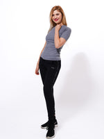 Women's Grey Rib Short Sleeve T-Shirt - inteblu