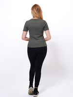 Women's OLIVE Rib Short Sleeve T-Shirt - inteblu