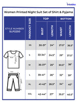 Women Printed Night Suit Set of Shirt & Pyjama, Night wear Dress