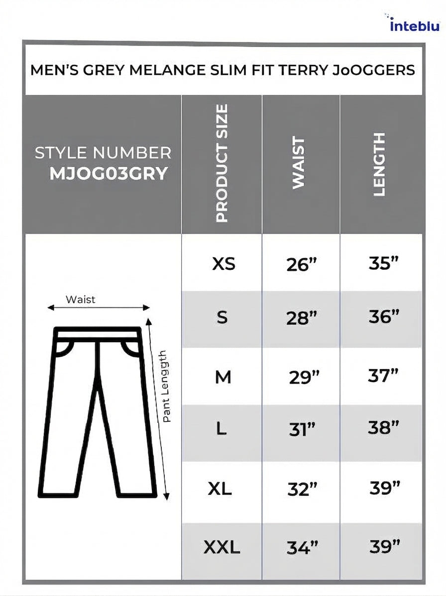 Men Grey Mélange Slim Fit Terry Joggers