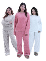 Women’s Fur Fabric Pyjama Set – Soft & Cozy 2-Piece Winter Nightwear | Long Sleeve Sleepwear Top and Bottom Set