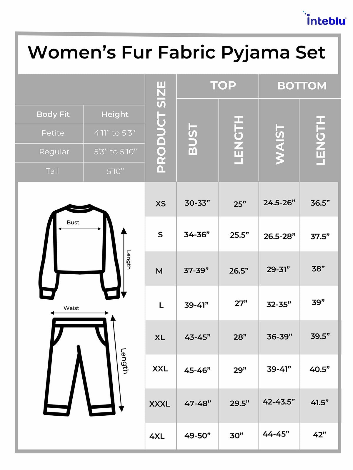 Women’s Fur Fabric Pyjama Set – Soft & Cozy 2-Piece Winter Nightwear | Long Sleeve Sleepwear Top and Bottom Set