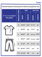 Women Button Facing short sleeve loungewear set