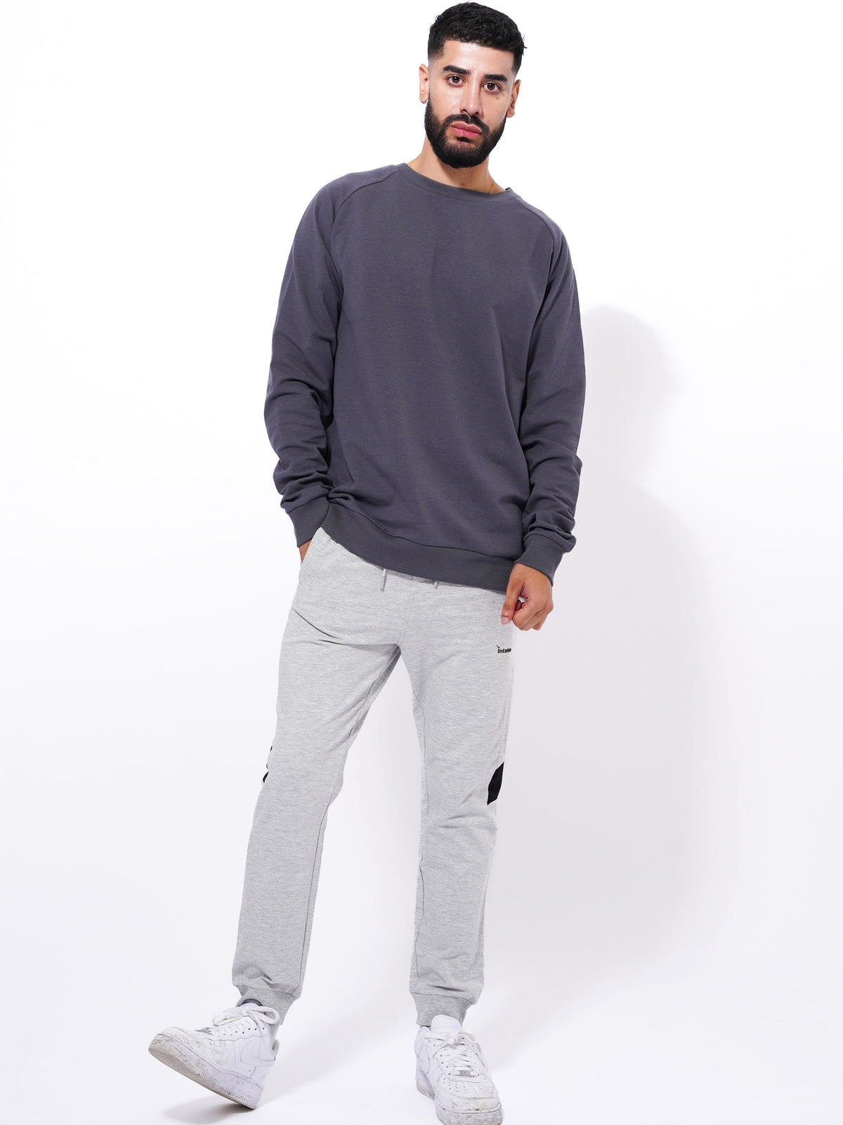 Men Grey Mélange Slim Fit Terry Joggers