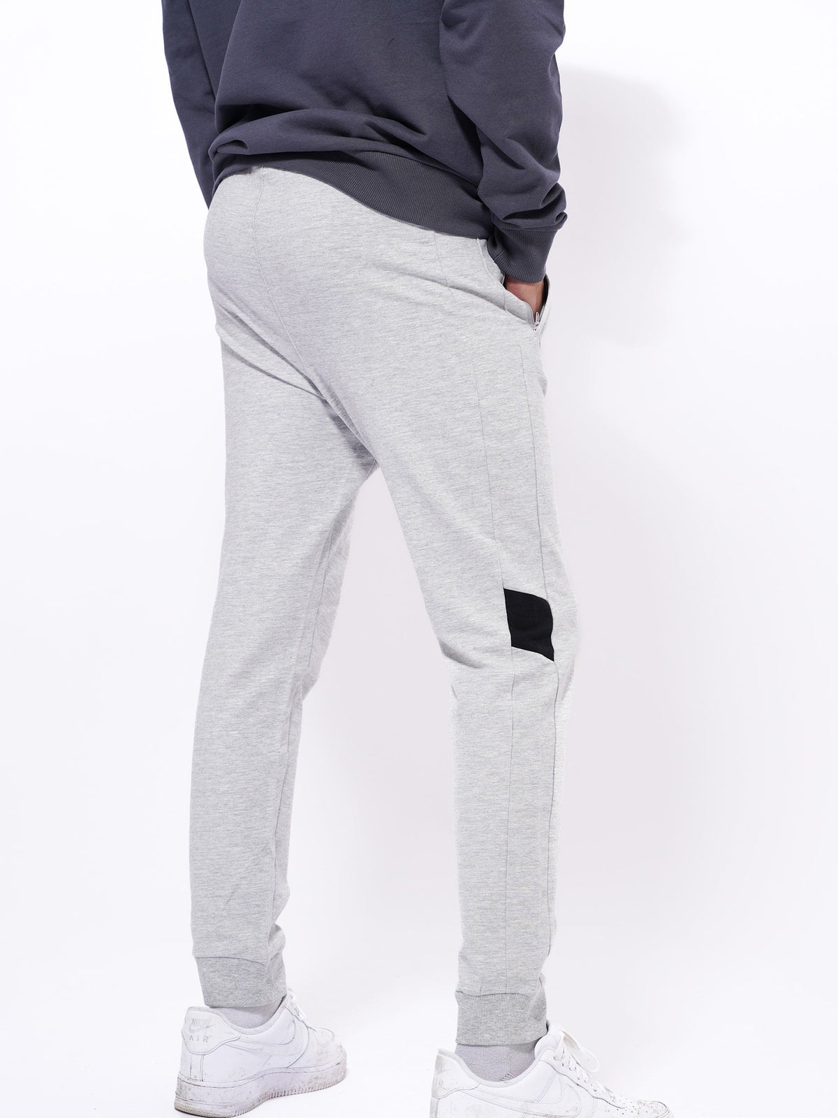 Men Grey Mélange Slim Fit Terry Joggers