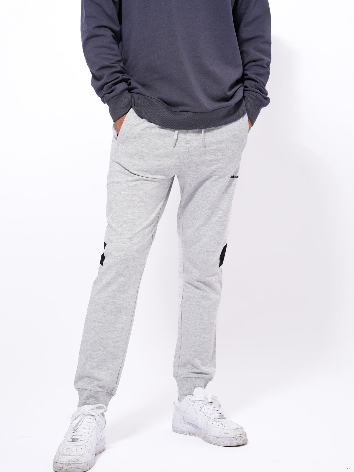 Men Grey Mélange Slim Fit Terry Joggers