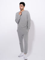 Men's Cotton Sweatshirts in Grey Mélange Color - inteblu