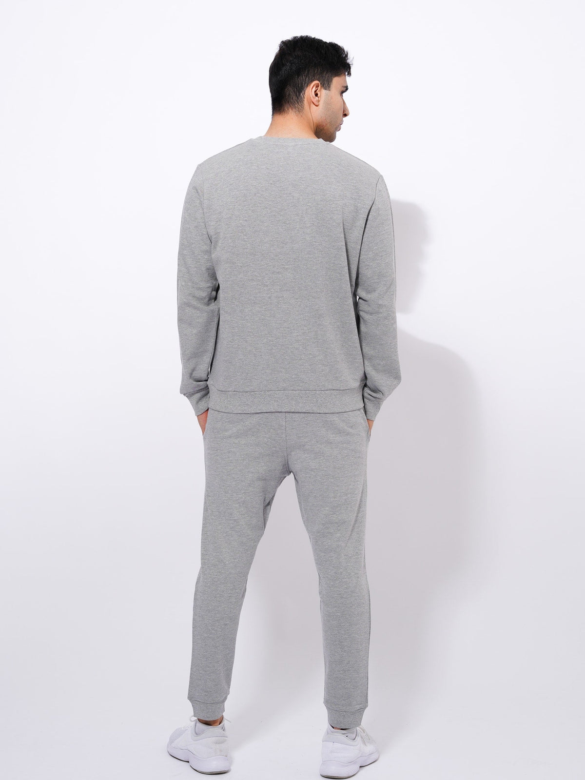 Men's Cotton Sweatshirts in Grey Mélange Color - inteblu