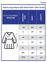 Petite Long Sleeve Split Detail Midi T-Shirt Dress