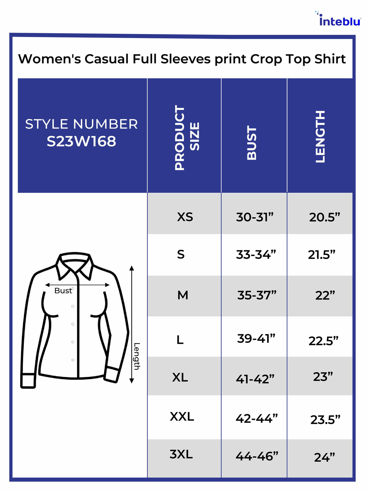 Women's Casual Full Sleeves print Crop Top Shirt