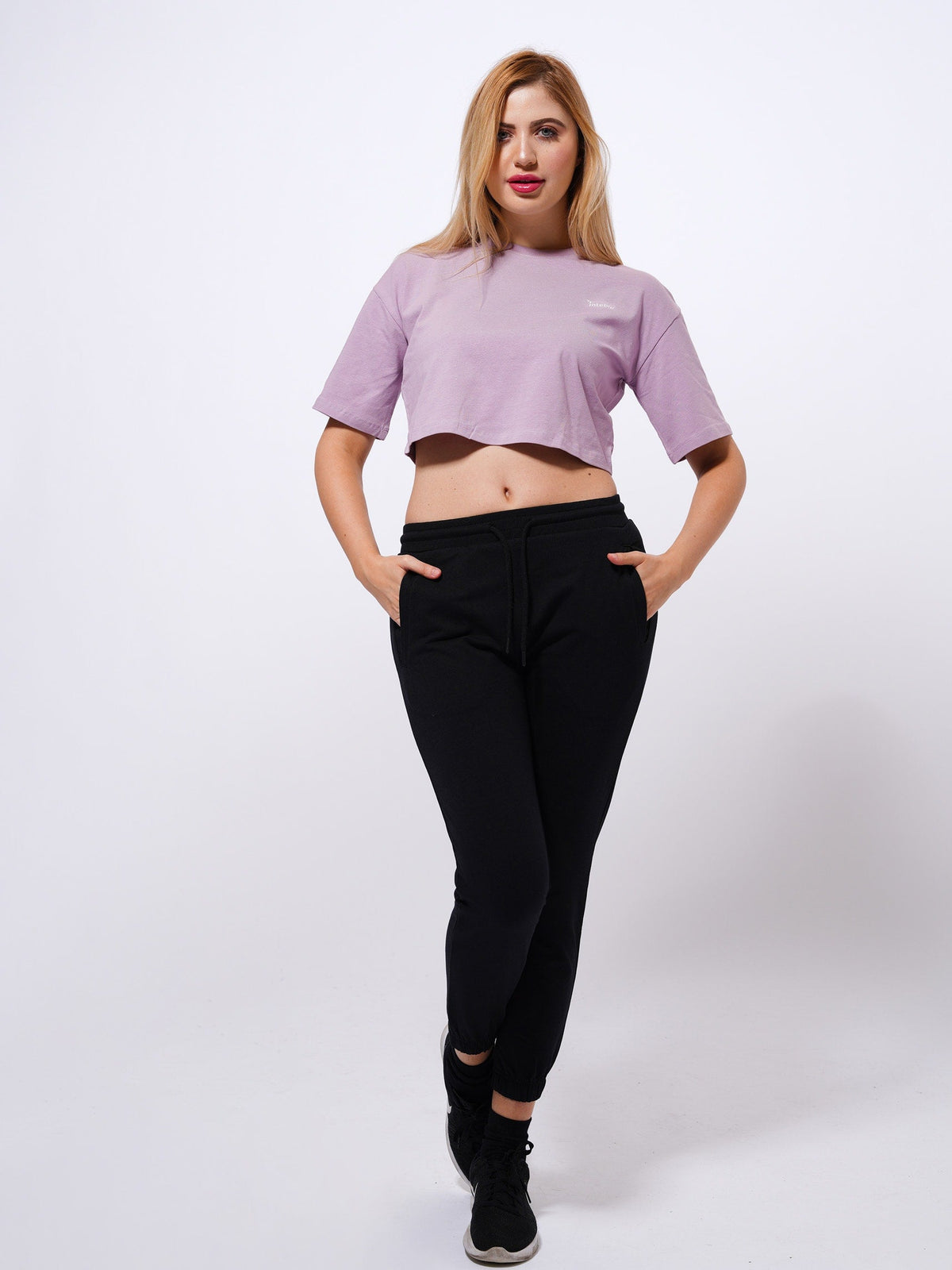 Women Crew Neck Short Crop Top | Mauve