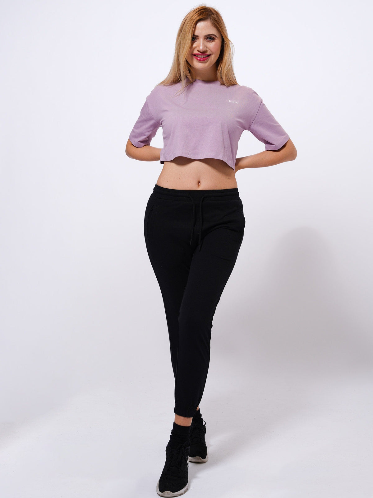 Women Crew Neck Short Crop Top | Mauve