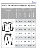 Women Velour Sleepwear Long Sleeve Pyjama Set Wine