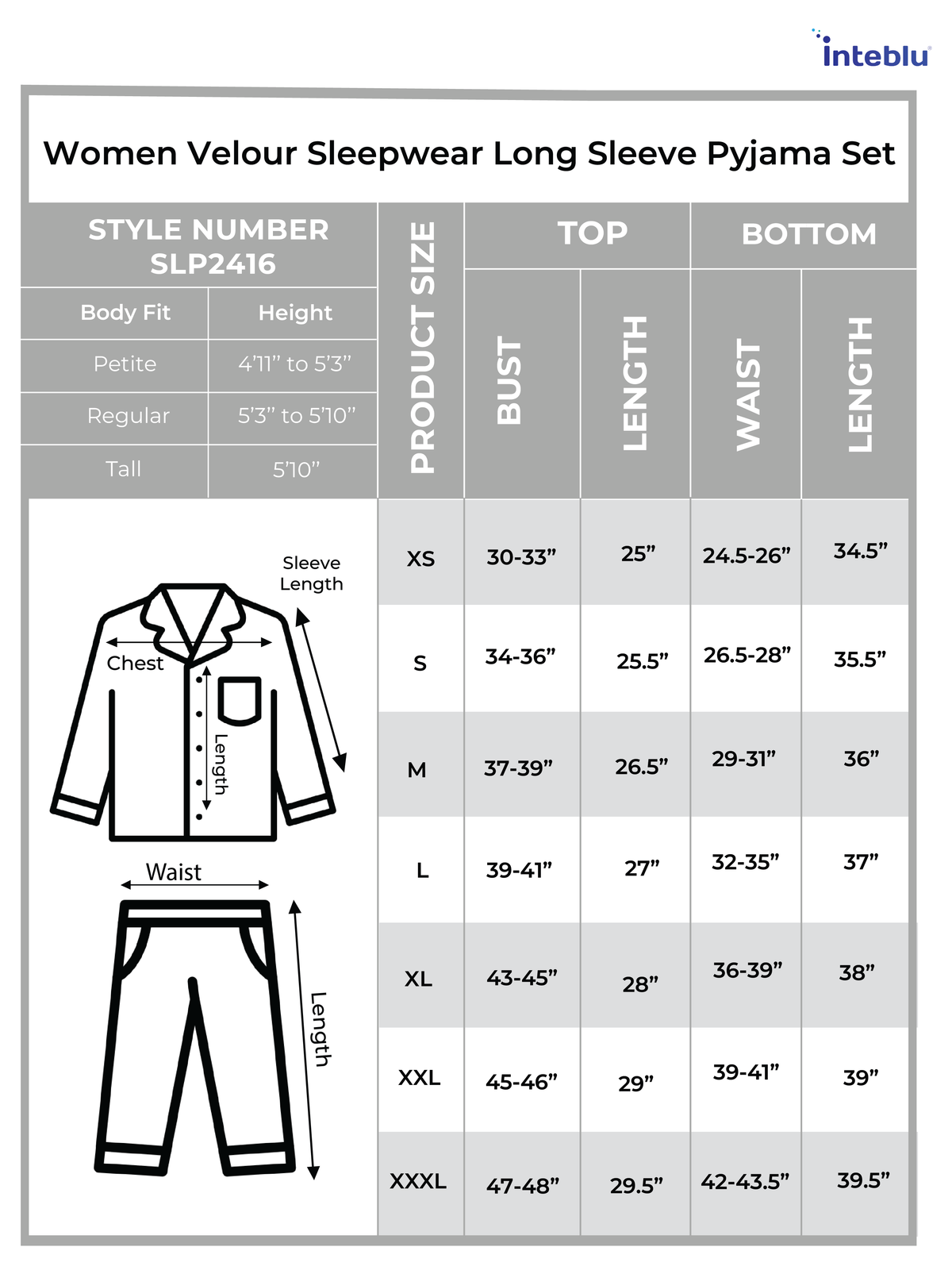 Women Velour Sleepwear Long Sleeve check print Pyjama Set