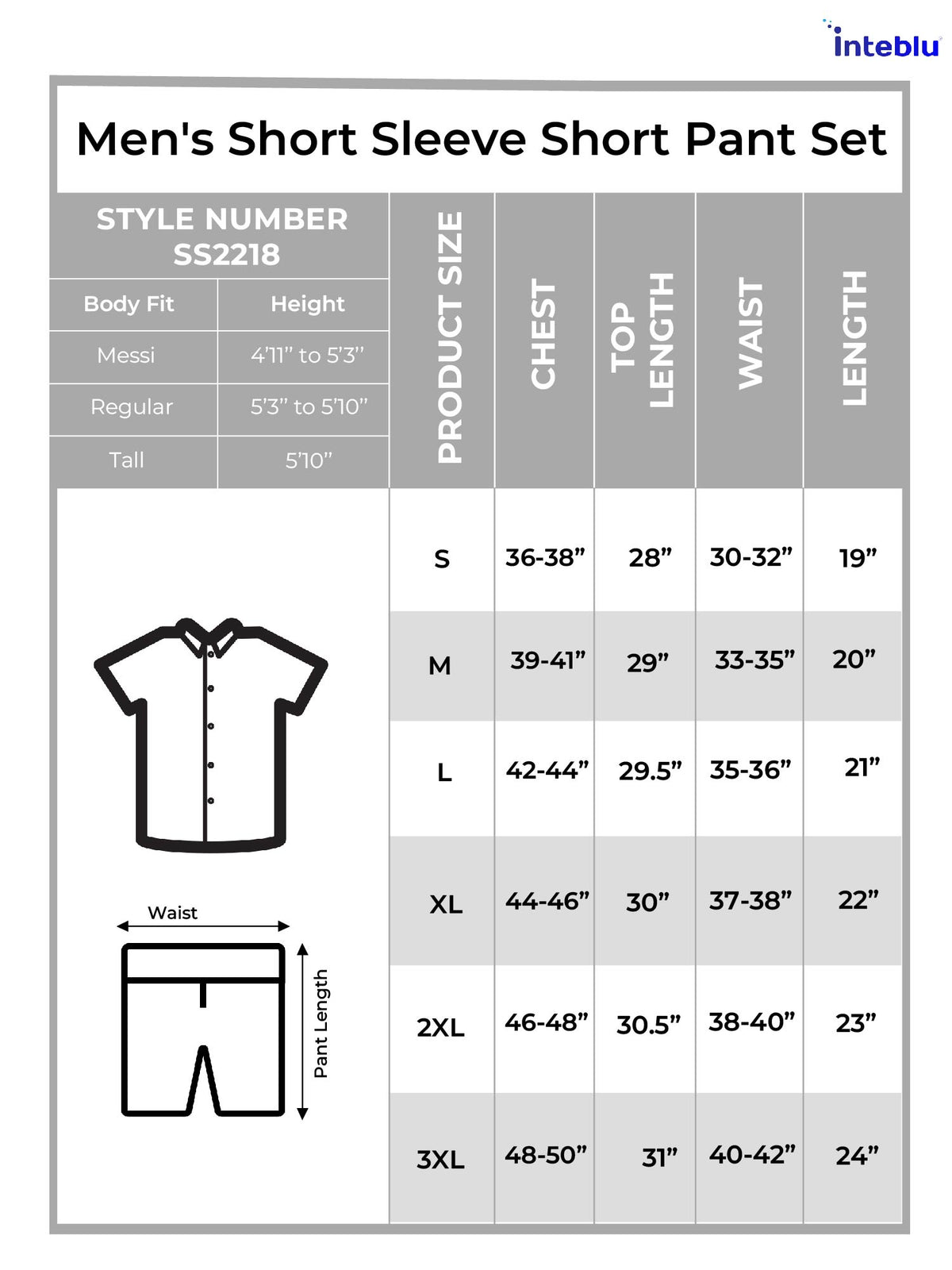 Men's Short Sleeve Shirt & Short Pant Set| Slate Blue