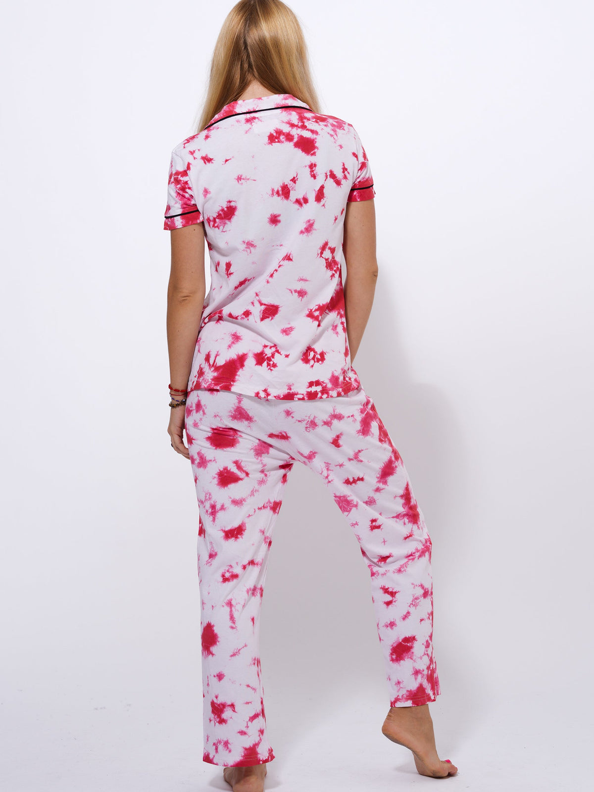 Tie Dye Women's Notch Collar Set