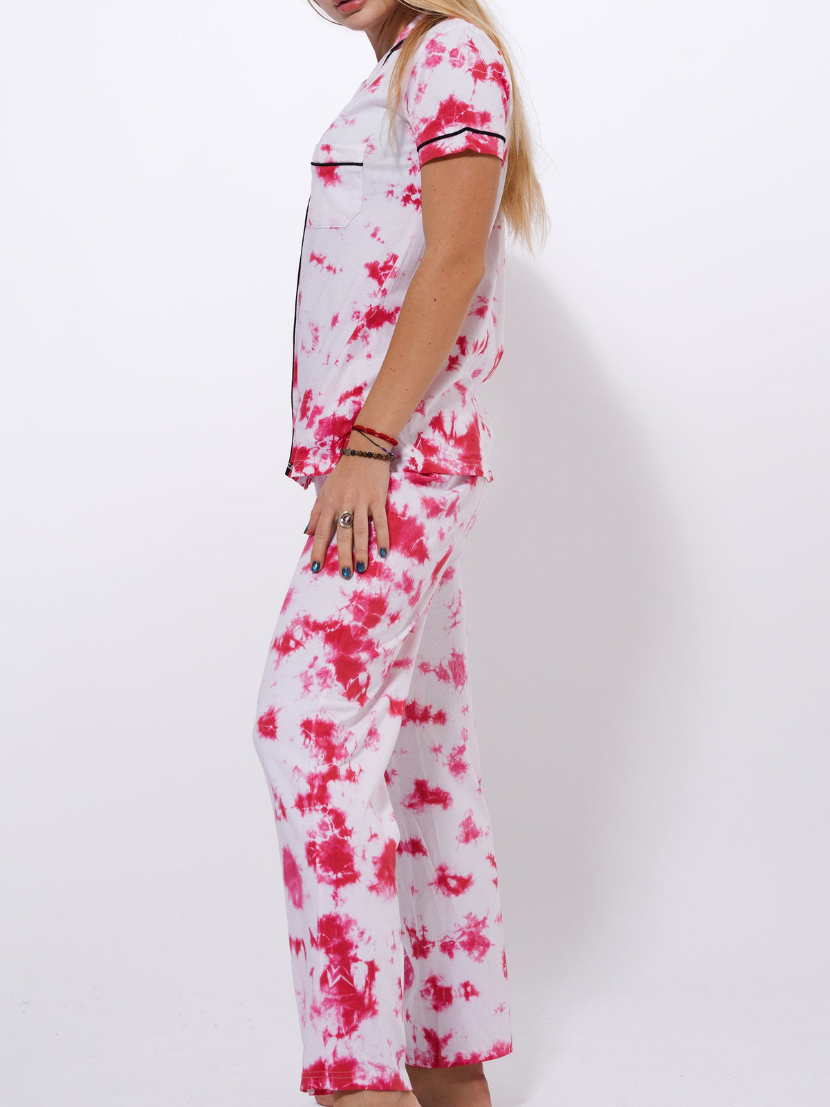 Tie Dye Women's Notch Collar Set