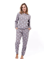 Micro Polar FleecePrint Women Sleepwear Long Sleeve Pyjama Set - inteblu