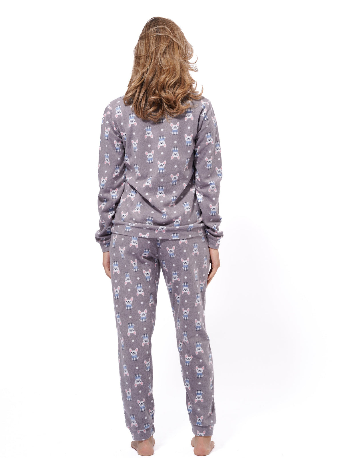 Micro Polar FleecePrint Women Sleepwear Long Sleeve Pyjama Set - inteblu