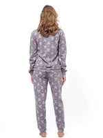 Micro Polar FleecePrint Women Sleepwear Long Sleeve Pyjama Set - inteblu