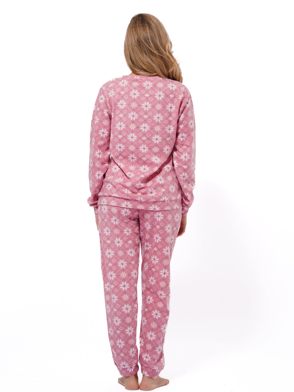 Micro Polar FleeceStar Print Women Sleepwear Long Sleeve Pyjama Set - inteblu