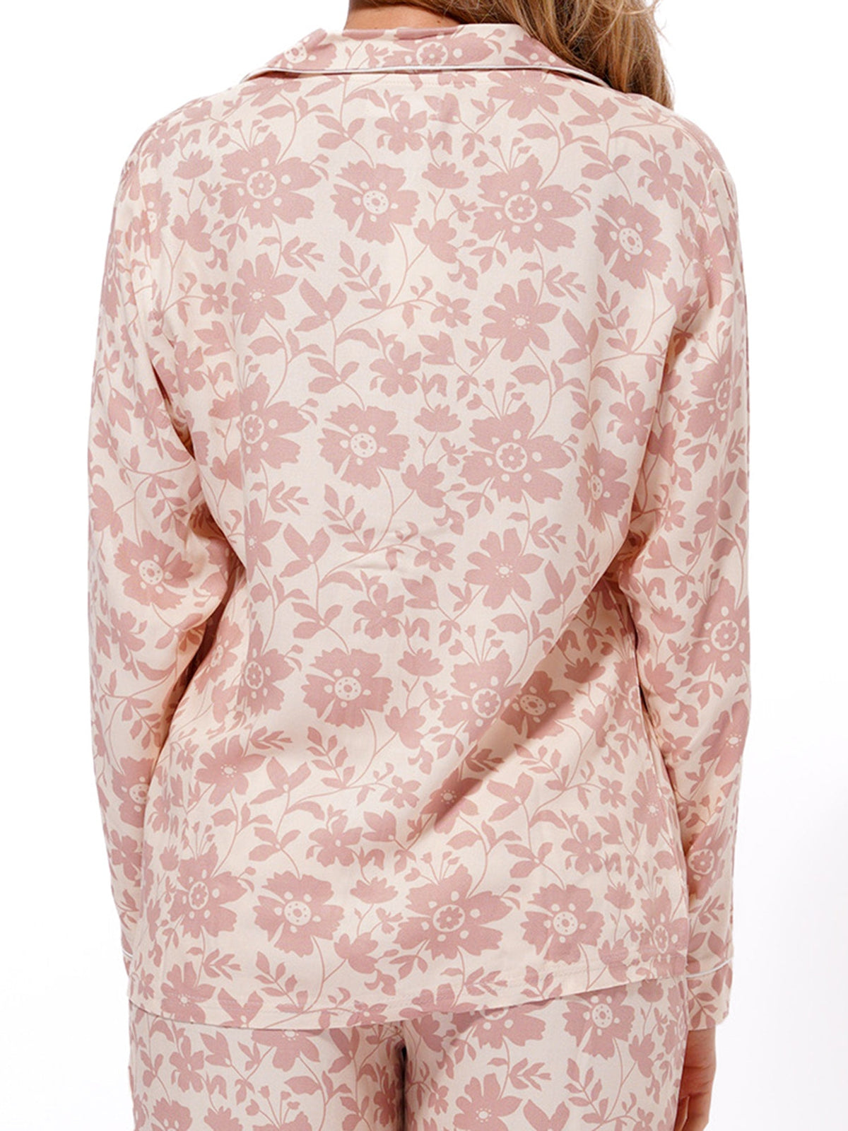 Women's Shiny Satin Warm White Floral Printed Night Suit Set | Shirt and pajama, Nightwear Dress - inteblu