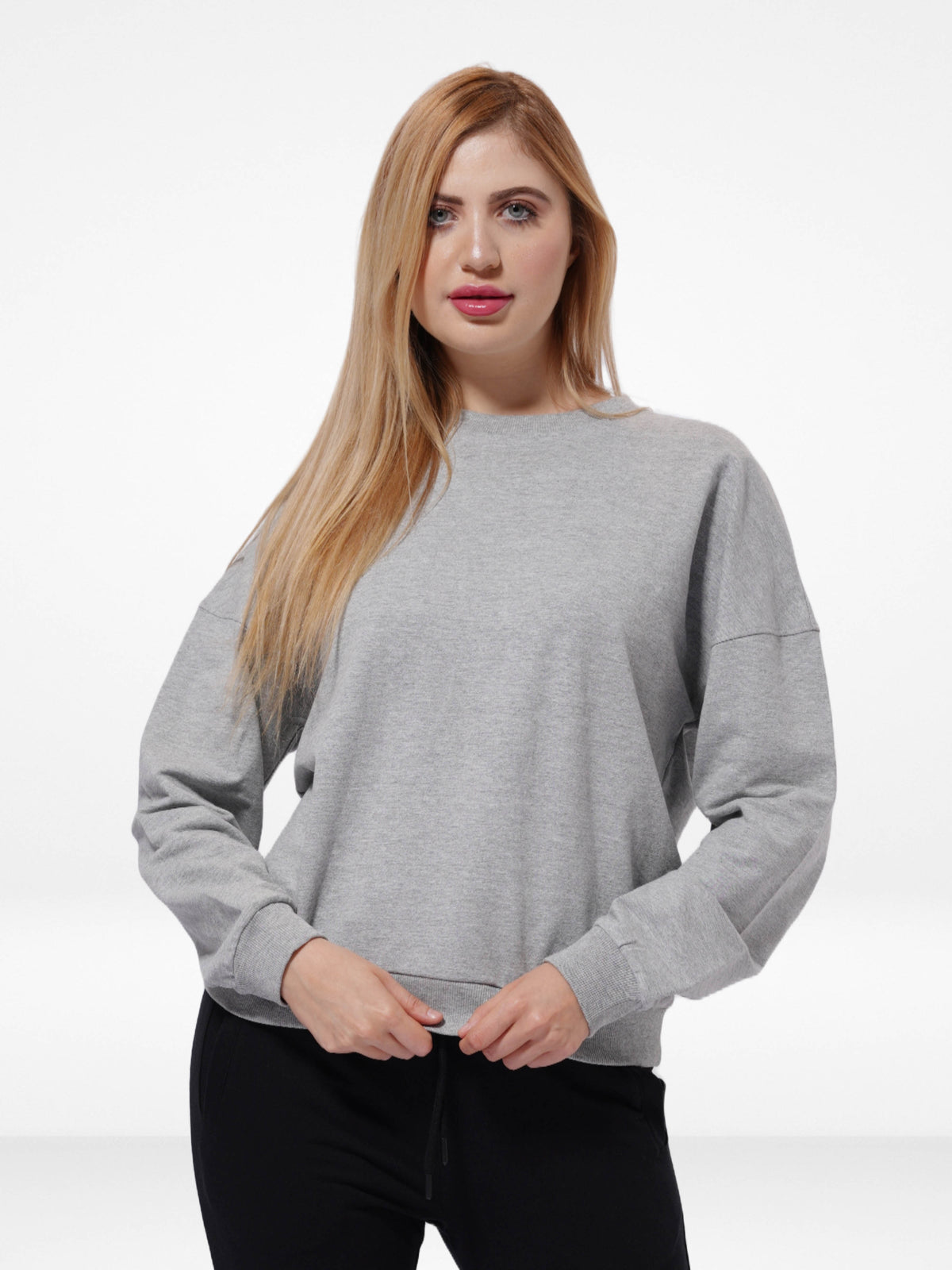 Women’s Grey Mélange Sweatshirt – Timeless Comfort, Modern Style | Soft Cotton-Blend Pullover