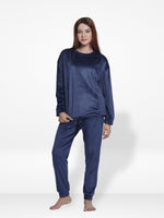 Women Velvety Sleepwear Long Sleeve Pyjama Set -Inteblu™