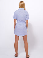 Women Pocket Shirt Blue Dress