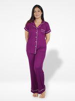 Women's Solid Color Notch collar Sleepwear Set -Inteblu™