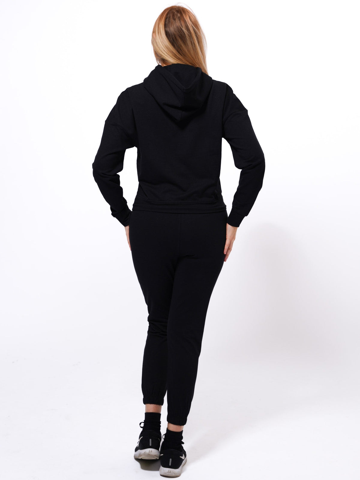 Women's Black Hoodies & Joggers Set in Premium Cotton - inteblu