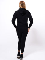 Women's Black Hoodies & Joggers Set in Premium Cotton - inteblu