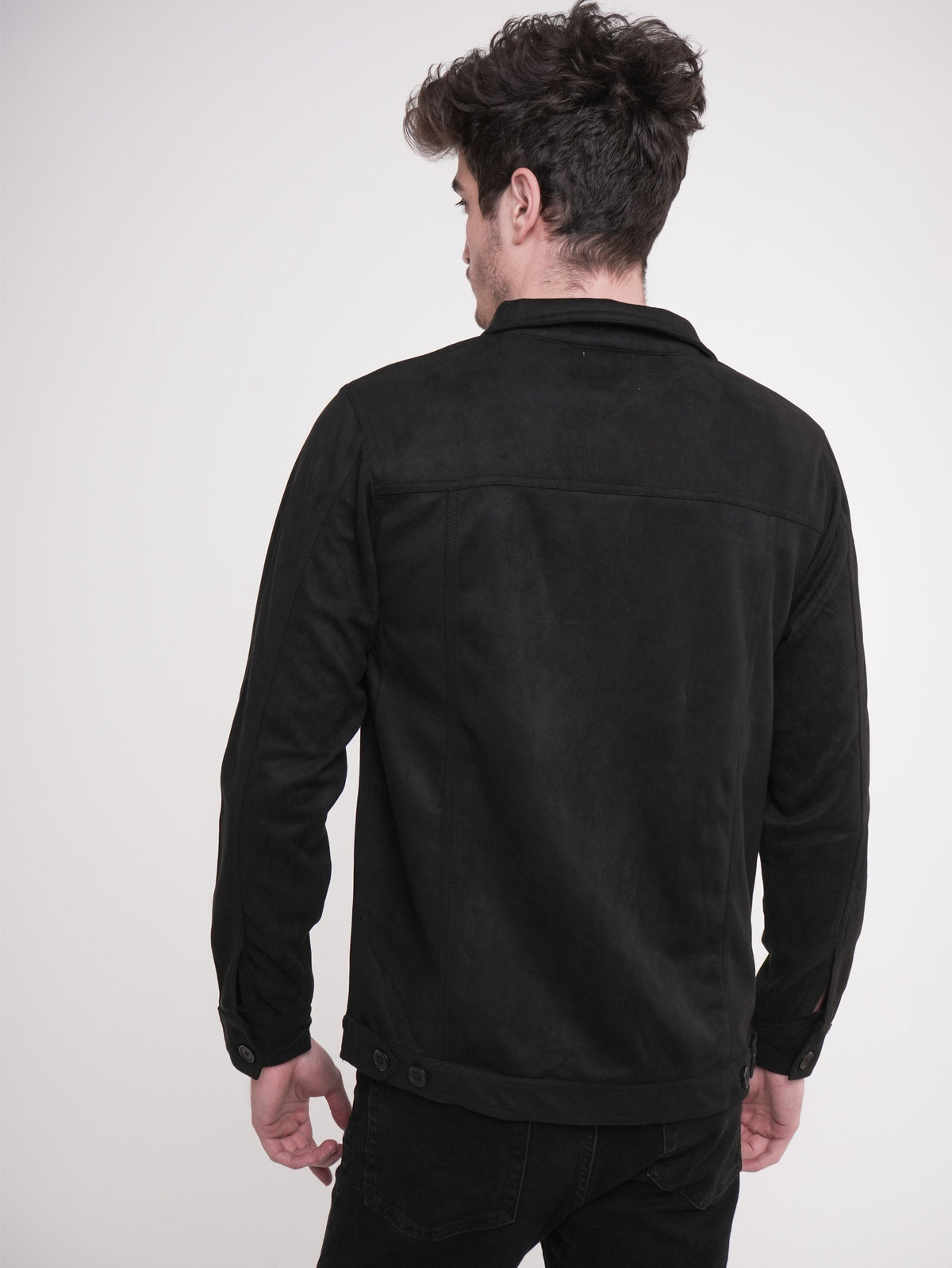 Men Casual Suede Front Button Jacket. - inteblu