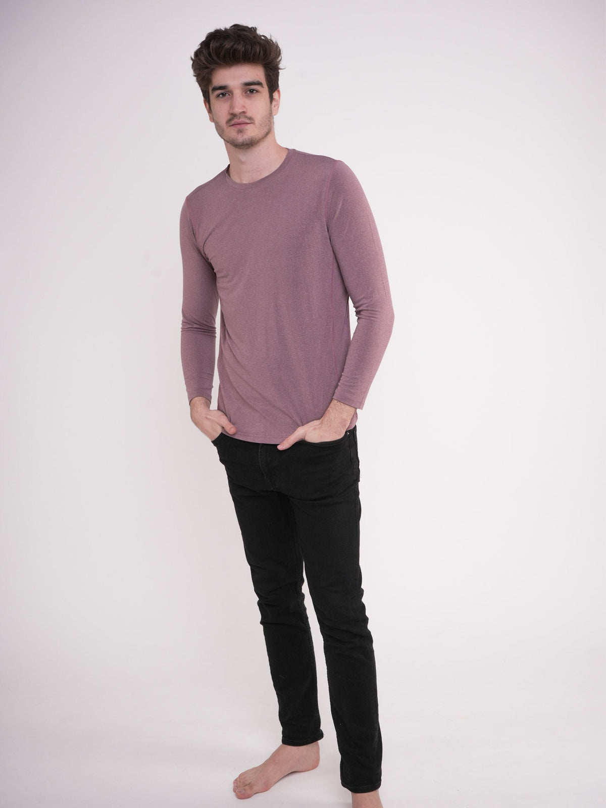 Men's Workout Long Sleeve T-Shirt - inteblu