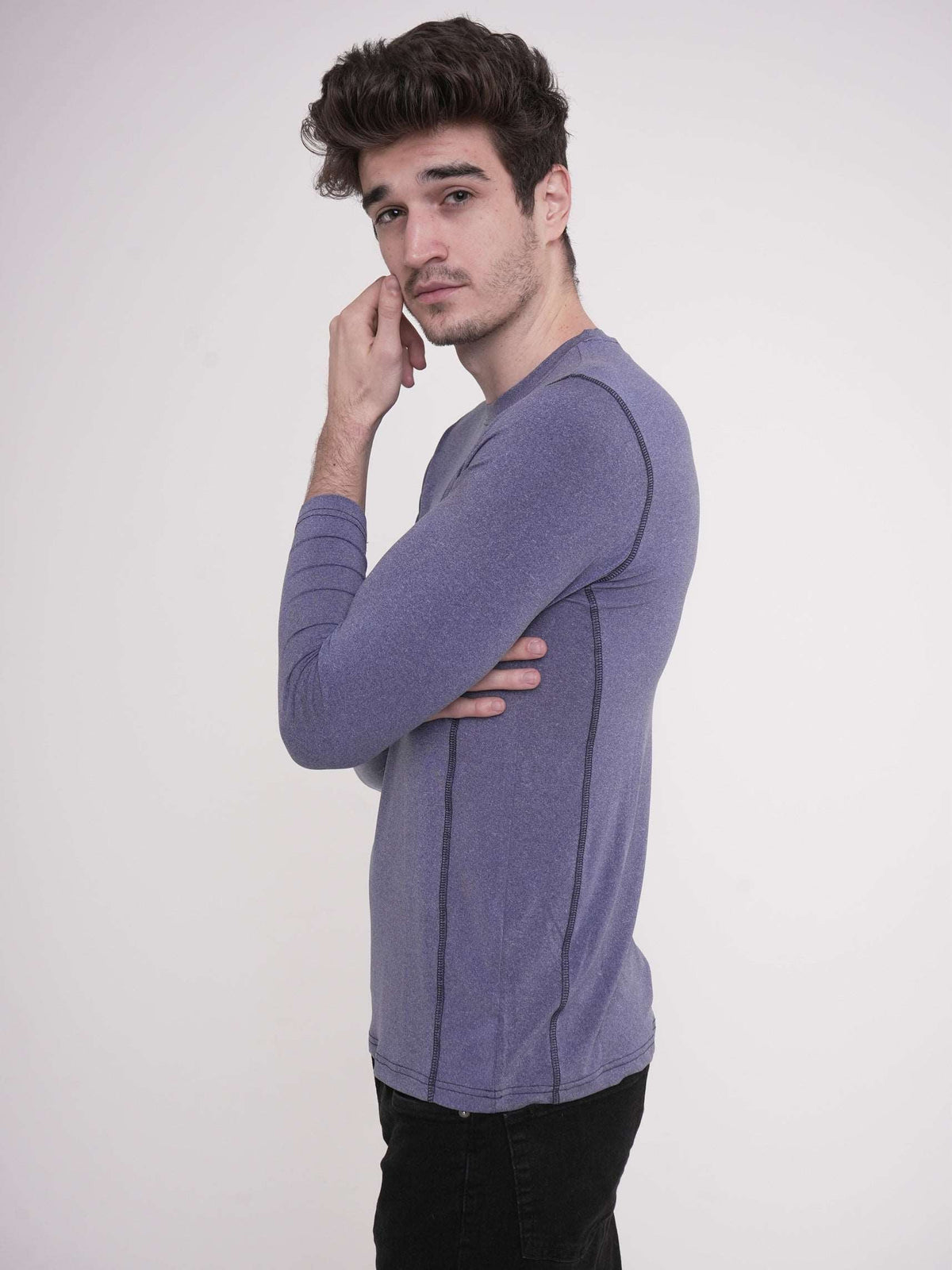 Men's Workout Long Sleeve T-Shirt - inteblu