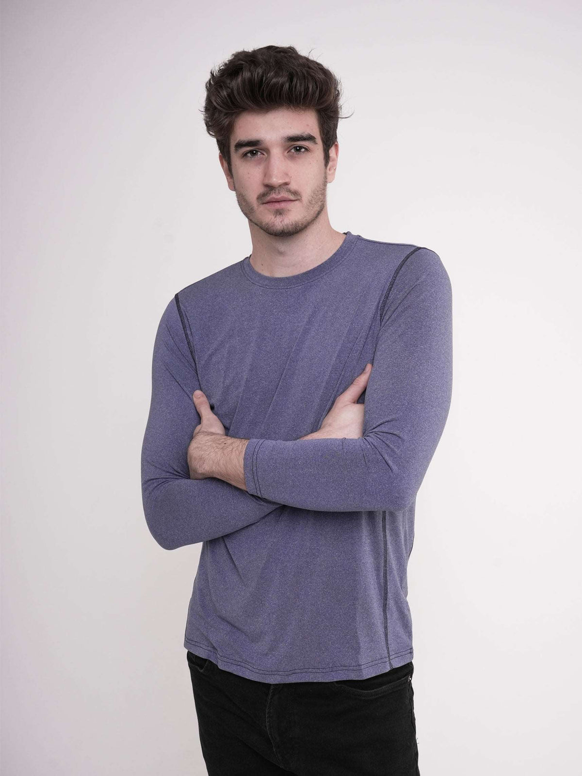 Men's Workout Long Sleeve T-Shirt - inteblu