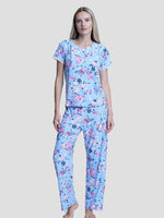 Short Sleeve Floral Pajama Sets - inteblu