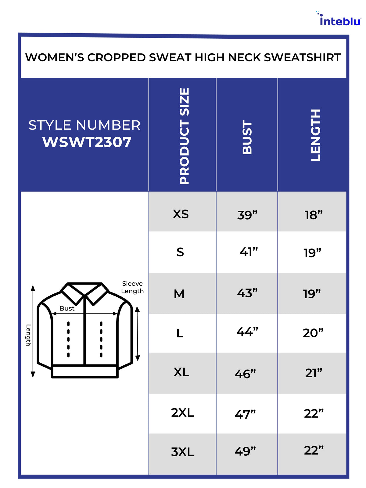 Ladies Cropped Sweat High Neck Sweatshirt In WHITE AOP