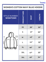 Women Cotton Navy Blue Hoodie