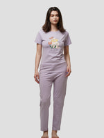 Women Crew Neck Cotton Short Sleeve Print Loungewear Pyjama Set - inteblu