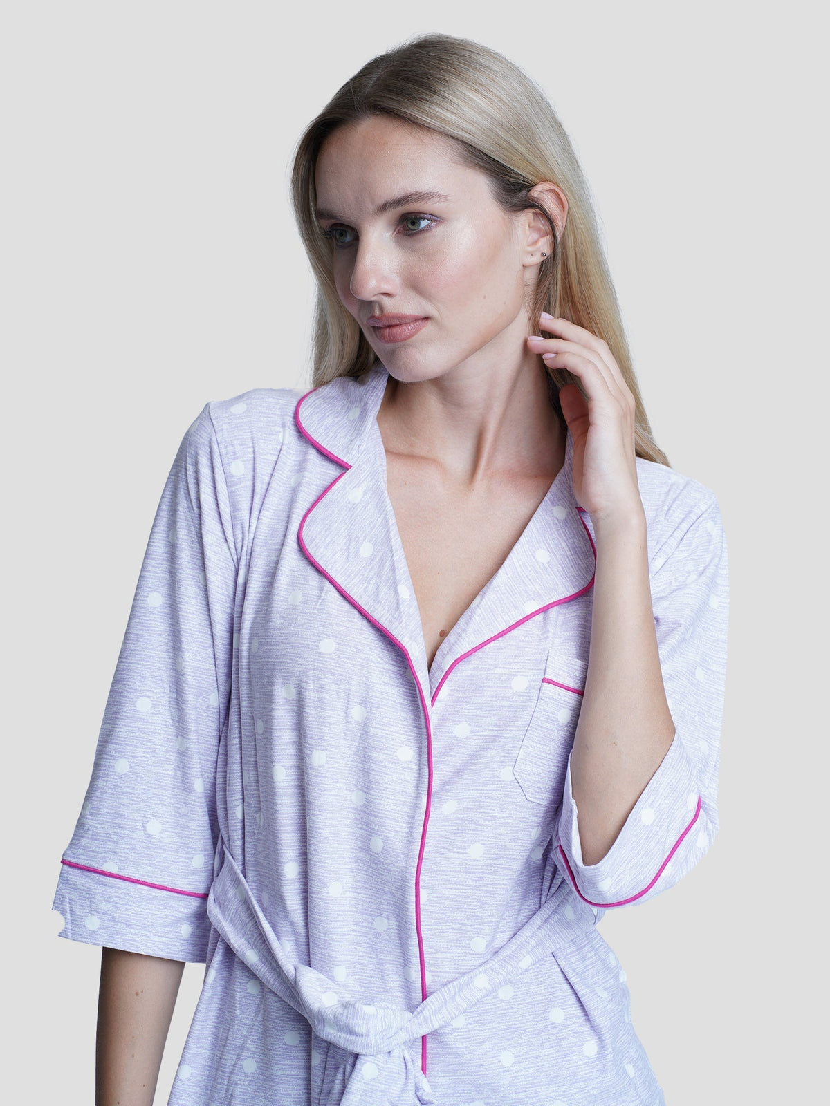 Women Dot Print Pajama set Sleepwear - inteblu