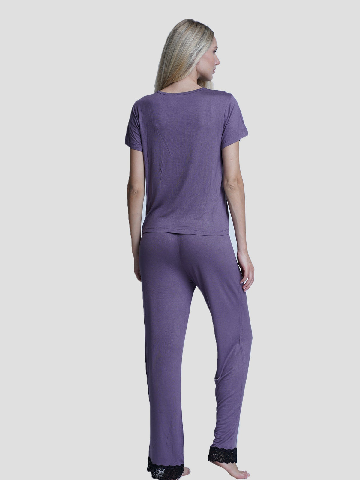 Women sleepwear Set Contrast Lace - inteblu