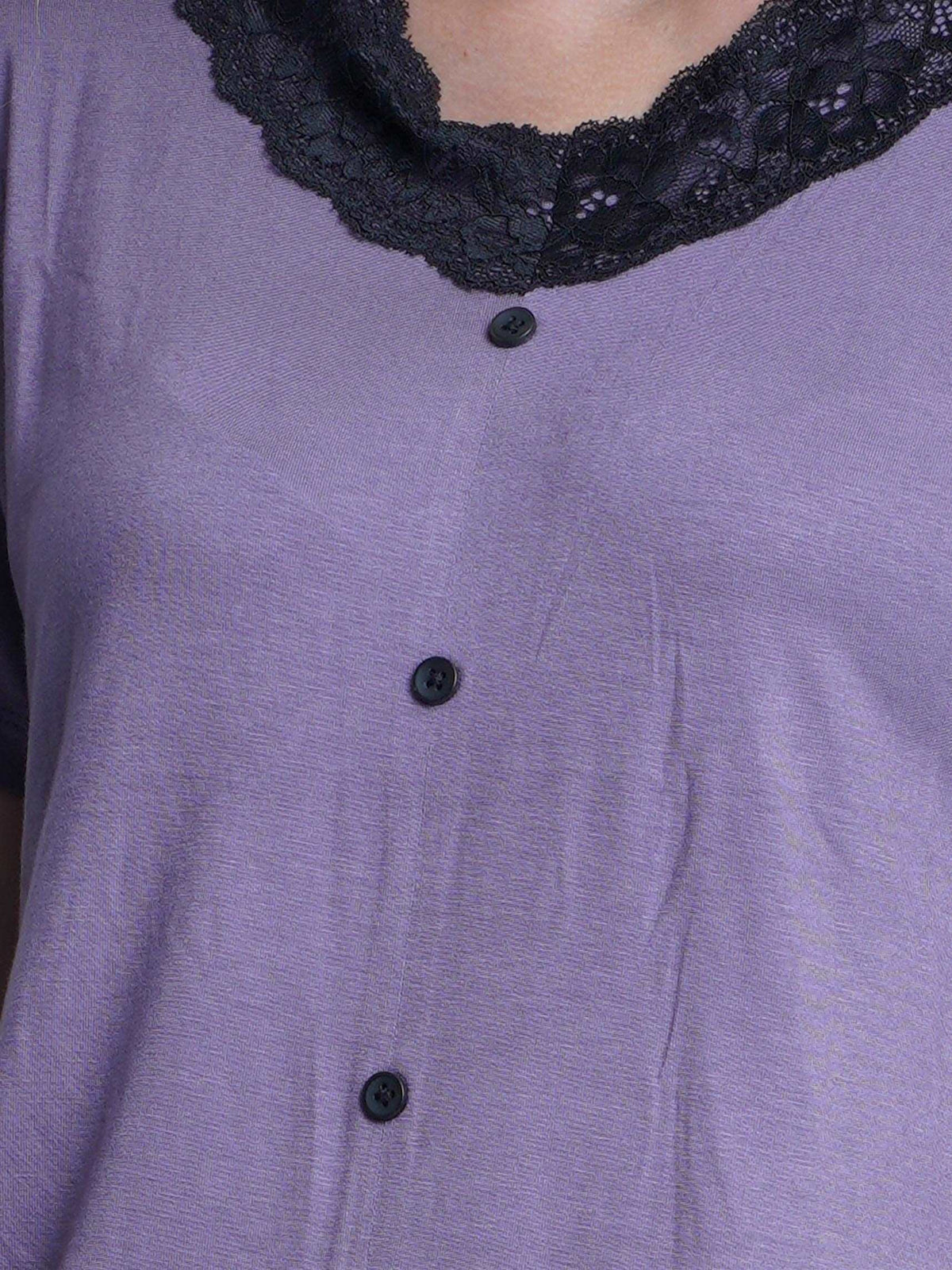 Women sleepwear Set Contrast Lace - inteblu