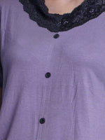 Women sleepwear Set Contrast Lace - inteblu