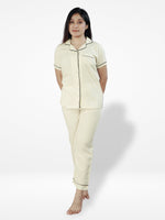 Women Night Suit Set, Biscuit Color Nightwear Dress