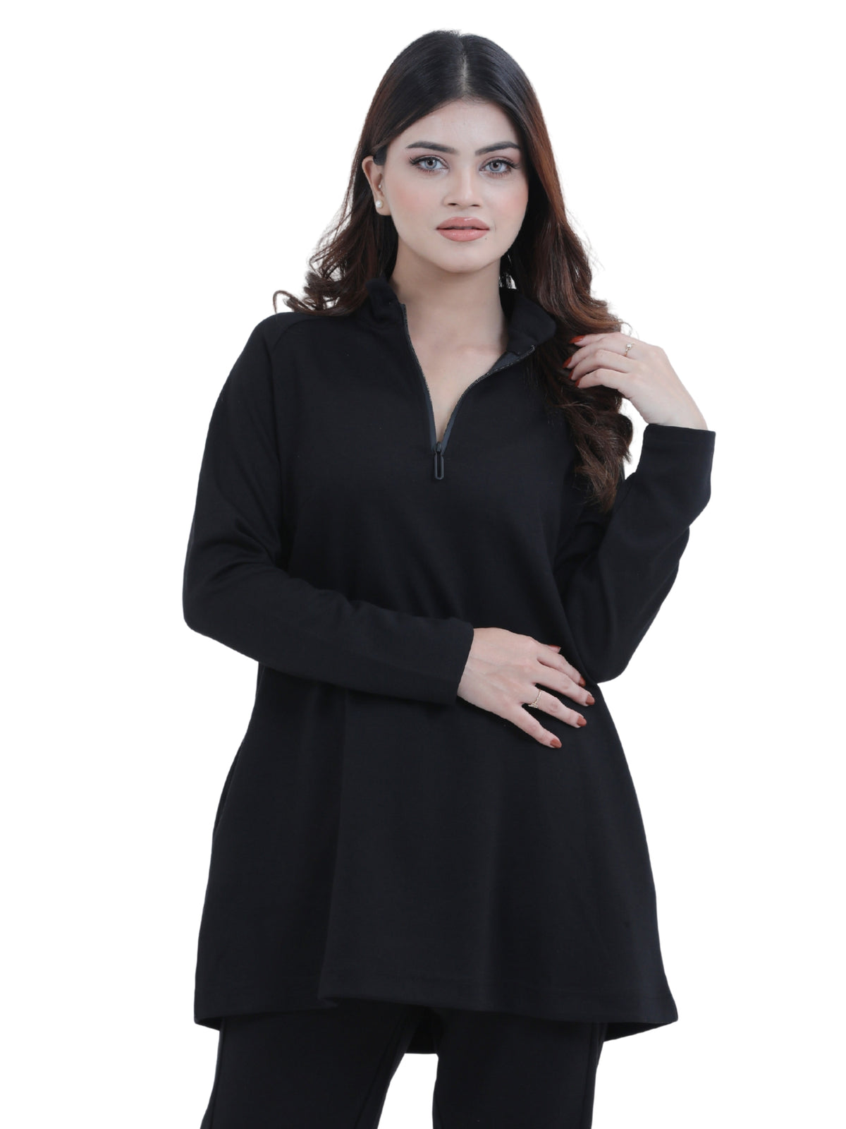 Women’s High Neck Half Zip Pullover Sweatshirt – Long Sleeve  Top | Trendy Relaxed Fit , Hoodie for Casual & Athleisure Wear